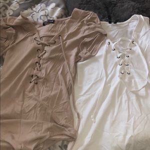 Tan & white bodysuits